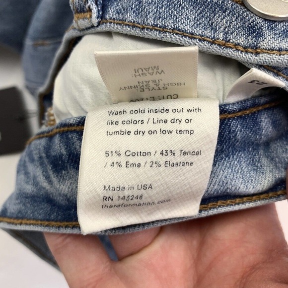 Reformation High Waisted Skinny Denim Jeans Size 23 Blue Maui Distressed NWT - Picture 6 of 15